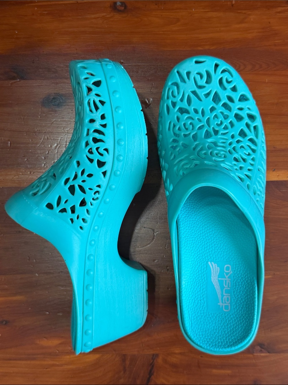 Dansko |”Pippa” Molded Wedge Heel Turquoise/Teal Clog | 36/6.5-7 Vegan